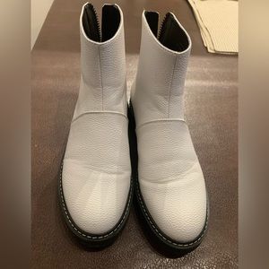 Matt & Nat white vegan leather lug sole boots